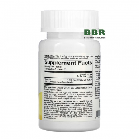Vitamin D-3 50000 50 Softgels, Super Nutrition