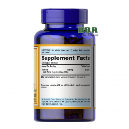 Vitamin E 450mg 1000iu 100 Softgels, Puritans Pride