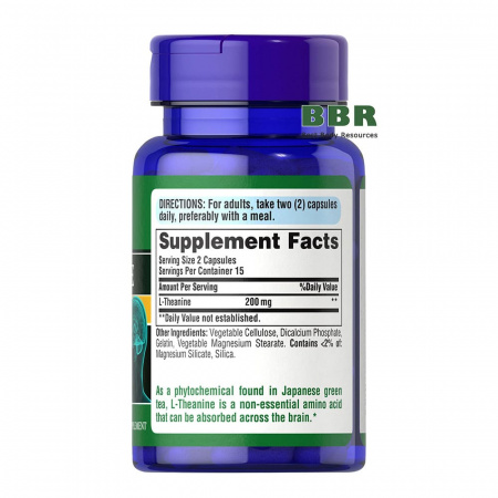 L-Theanine 200mg Per Serving 30 Caps, Puritans Pride