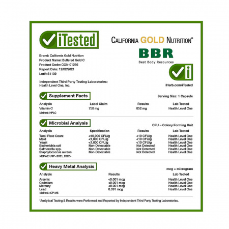 Buffered Vitamin C 750mg 60 Veg Caps, California GOLD Nutrition