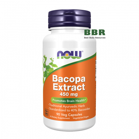 Bacopa Extract 450mg 90 Veg Caps, NOW Foods