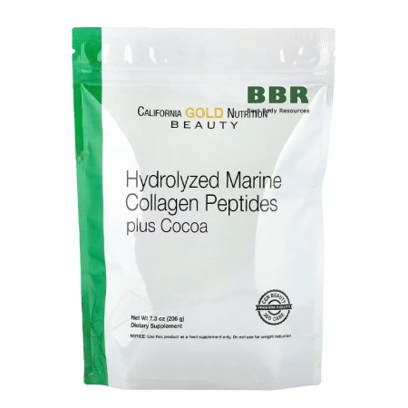 Hydrolyzed Marine Collagen Peptides plus Cocoa 206g, California GOLD Nutrition