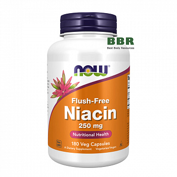 Flush Free Niacin 250mg 180 Veg Caps, NOW Foods