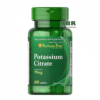 Potassium Citrate 99mg 100 Tabs, Puritans Pride