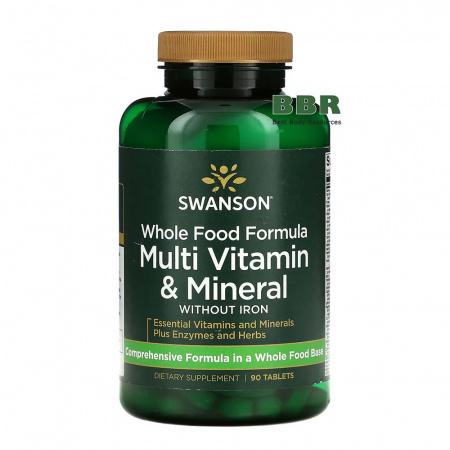 Whole Food Formula Multi Vitamin & Mineral without Iron 90 Tabs, Swanson Whole Food Formula Multi Vitamin & Mineral without Iron 90 Tabs, Swanson