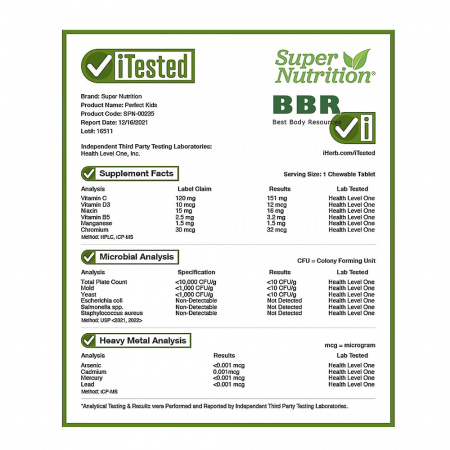 Perfect Kids Multi-Vitamin 60 Chewables, Super Nutrition