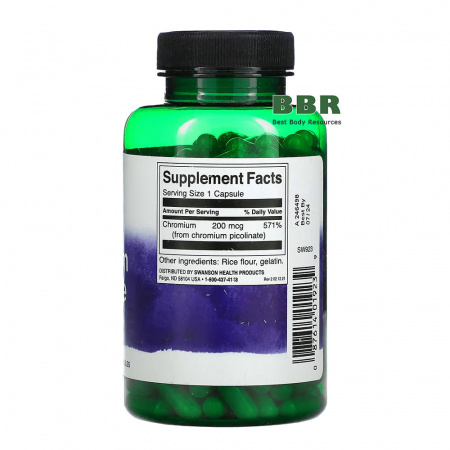 Chromium Picolinate 200mcg 200 Caps, Swanson