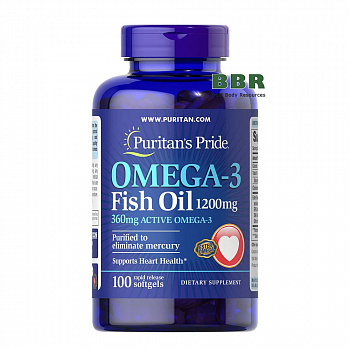 Omega 3 Fish Oil 1200mg 100 Softgels, Puritans Pride
