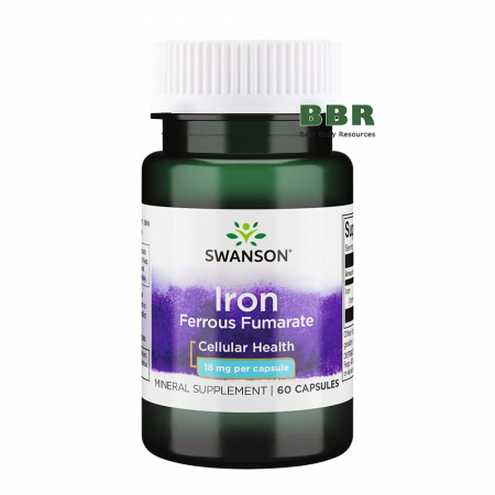 Iron Ferrous Fumarate 18mg 60 Caps, Swanson