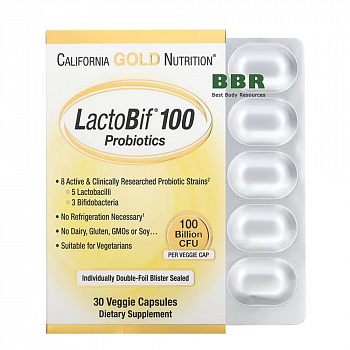 LactoBif 100 Probiotics 30 Veg Caps, California GOLD Nutrition