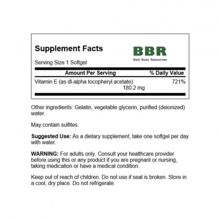 Vitamin E 400iu 180mg 60 Softgels, Swanson