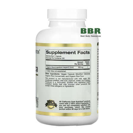 Peruvian Maca 500mg 240 Veg Caps, California GOLD Nutrition