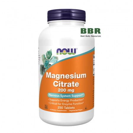 Magnesium Citrate 200mg 250 Tabs, NOW Foods