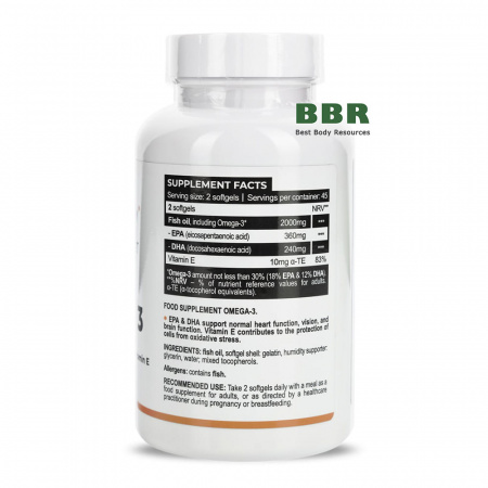 Omega 3 Fish Oil 90 Softgels, Progress Nutrition