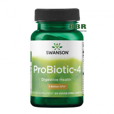 ProBiotic-4 3 Billion 60 Veg Caps, Swanson ProBiotic-4 3 Billion 60 Veg Caps, Swanson