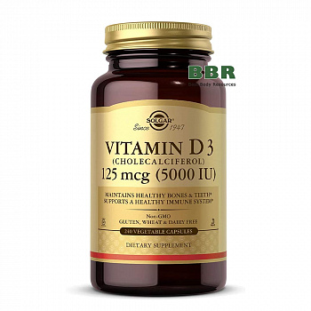 Vitamin D-3 (Cholecalciferol) 5000iu 240 Veg Caps, Solgar