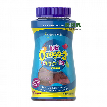 Kids Omega 3 plus Vitamin D3 120 Gummies, Puritans Pride