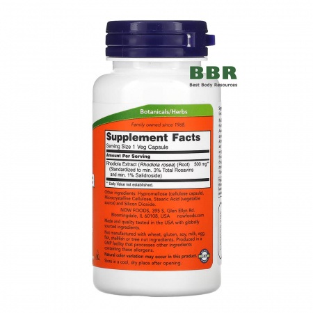 Rhodiola Extract 500mg 60 Veg Caps, NOW Foods
