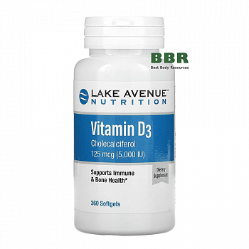 Vitamin D3 5000iu 360 Softgels, Lake Avenue