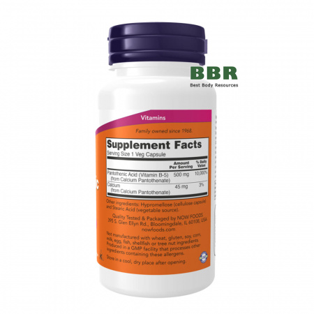 Pantothenic Acid 500mg 100 Veg Caps, NOW Foods Pantothenic Acid 500mg 100 Veg Caps, NOW Foods