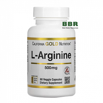 L-Arginine 500mg 60 Veg Caps, California GOLD Nutrition