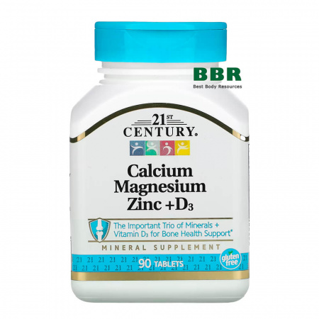 Calcium Magnesium Zinc + D3 90tab, 21st Century Calcium Magnesium Zinc + D3 90tab, 21st Century