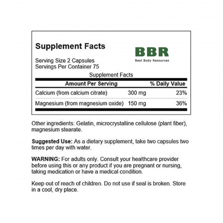 Calcium Citrate Plus Magnesium 150 Caps, Swanson