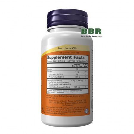 Evening Primrose Oil 500mg 100 Softgels, NOW Foods 
