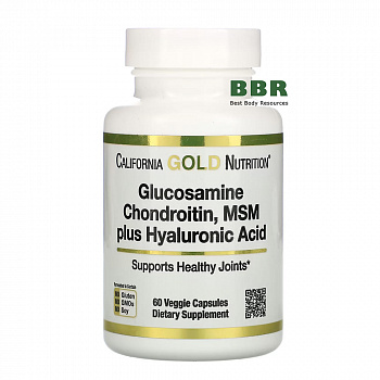 Glucosamine, Chondroitin, MSM plus Hyaluronic Acid 60 Veg Caps, California GOLD Nutrition