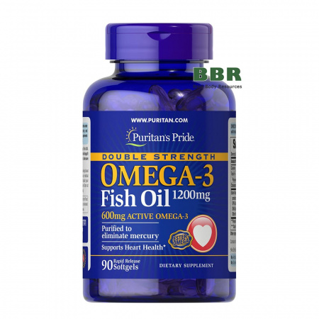 Double Strength Omega 3 1200mg 90 Softgels, Puritans Pride