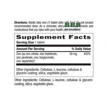 Zinc 50mg 180 Tabs, County Life