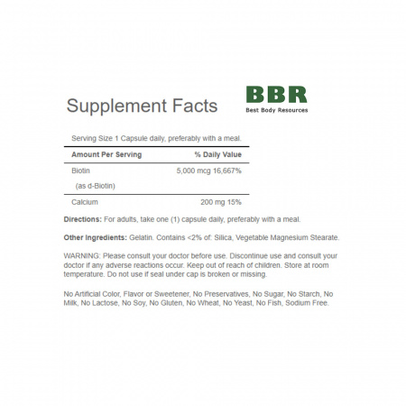 Biotin 5000mcg 120 Caps, Puritan`s Pride