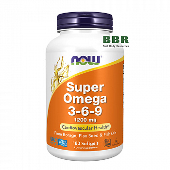 Super Omega 3-6-9 1200mg 180 Softgels, NOW Foods