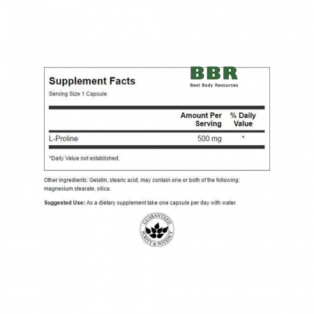 L-Proline 500mg 100 Caps, Swanson