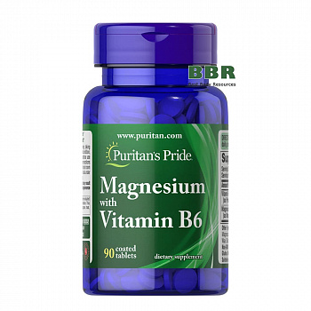 Magnesium With Vitamin B6 90 Tabs, Puritans Pride