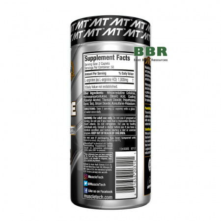 Platinum L-Arginine HCL 1000mg 100 Tabs, MuscleTech