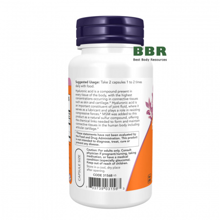 Hyaluronic Acid 50mg 60 Caps, NOW Foods