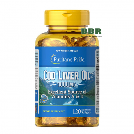 Cod Liver Oil 1000mg 120 Softgels, Puritans Pride