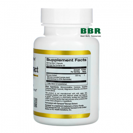 Bacopa Extract 320mg 30 Veg Caps, California GOLD Nutrition