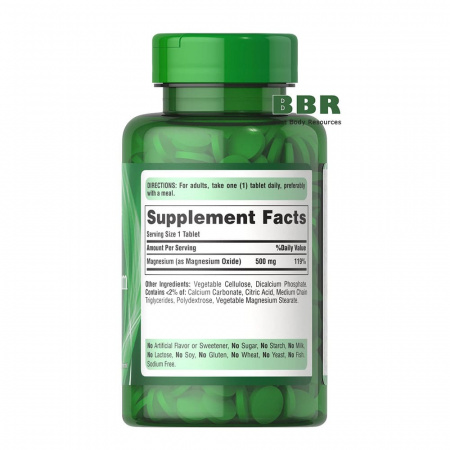 Magnesium 500mg 100 Tabs, Puritans Pride