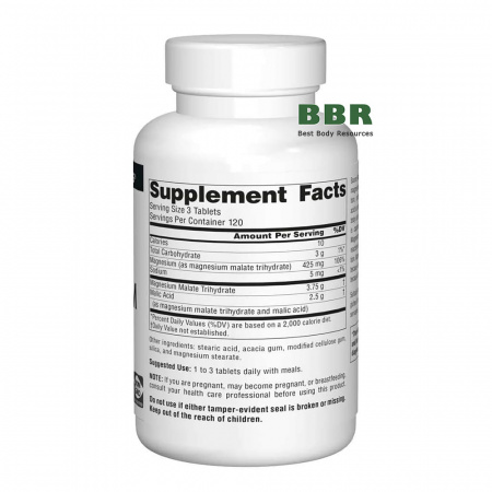 Magnesium Malate 360 Tabs, Source Naturals