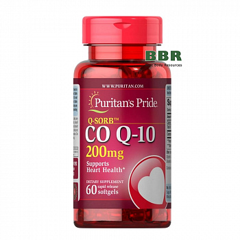 Q-SORB Co Q10 200mg 60 Softgels, Puritans Pride