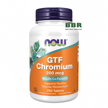 GTF Chromium 200mcg 250 Tabs, NOW Foods