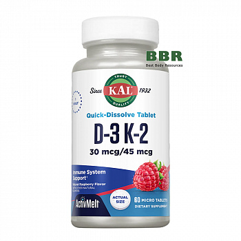 D3 1000iu plus K2 45mcg 60 Tabs, KAL