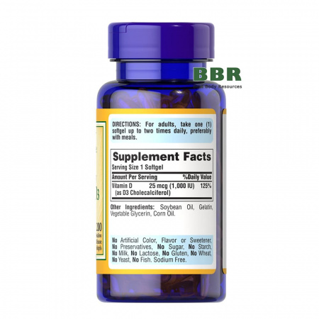 Vitamin D3 1000iu 200 Softgels, Puritans Pride