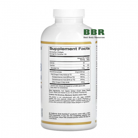 Premium Fish Oil Omega 3 240 Softgels, California GOLD Nutrition