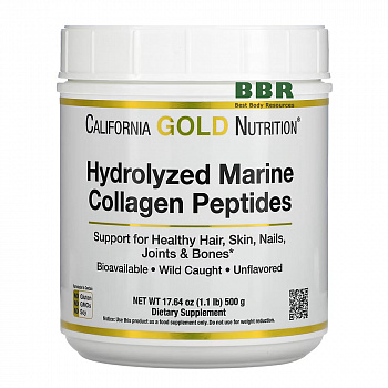 Hydrolyzed Marine Collagen Peptides 500g, California GOLD Nutrition