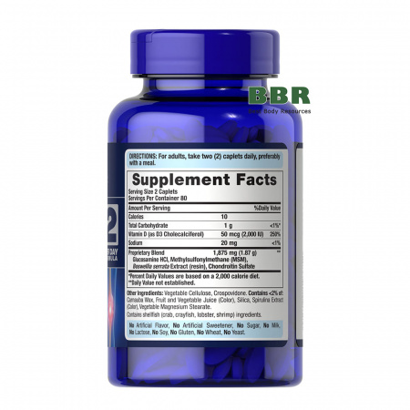 Advanced Glucosamine Chondroitin with Vitamin D3 160 Caplets, Puritans Pride