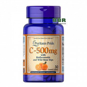 Vitamin C-500 with Bioflavonoids and Rose Hips 30 Tabs, Puritans Pride