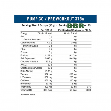PUMP Pre-Workout 3G 375g, Applied Nutrition